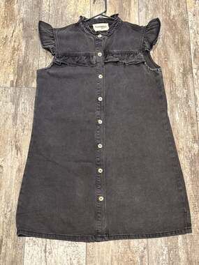 Savanna Jane Women's Charcoal Wash Denim Ruffle Sleeve Button Mini Dress Small